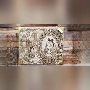 Disney Alice Mirror Illustration Wood Art